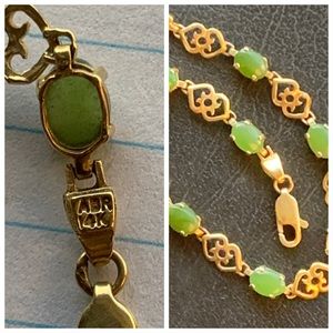 14K bracelet scrap gold missing stone Green Jade